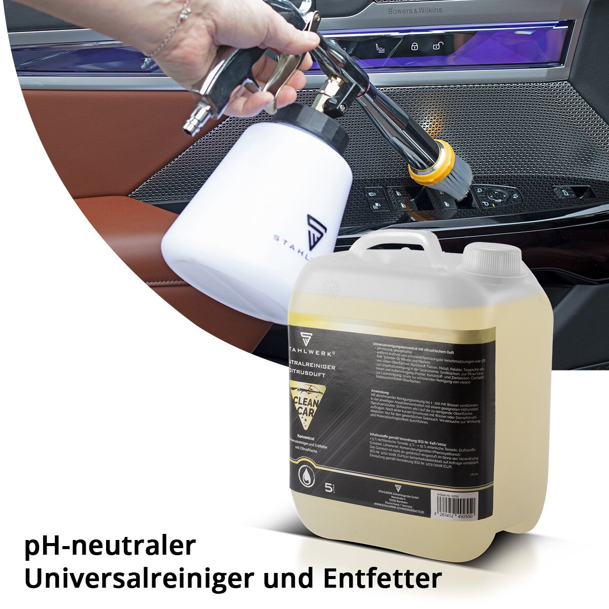 STAHLWERK Universalreiniger-Konzentrat mit Citrus-Duft 5 Liter Kanister kraftvoller Reiniger | Reinigungsmittel | Schaumreiniger | Allzweckreiniger | Reinigungs-Konzentrat | Neutralreiniger für Reinigungspistolen