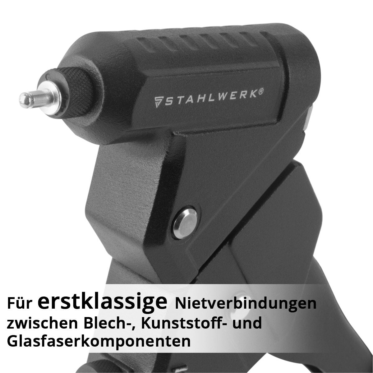 STAHLWERK rivet pliers set NZ-280 ST 360° blind rivet pliers | Lever rivet pliers | Pop rivet pliers | Rivet nut pliers | Rivet gun | Riveting tool | One-handed riveting pliers with 4 interchangeable attachments and 500 blind rivets