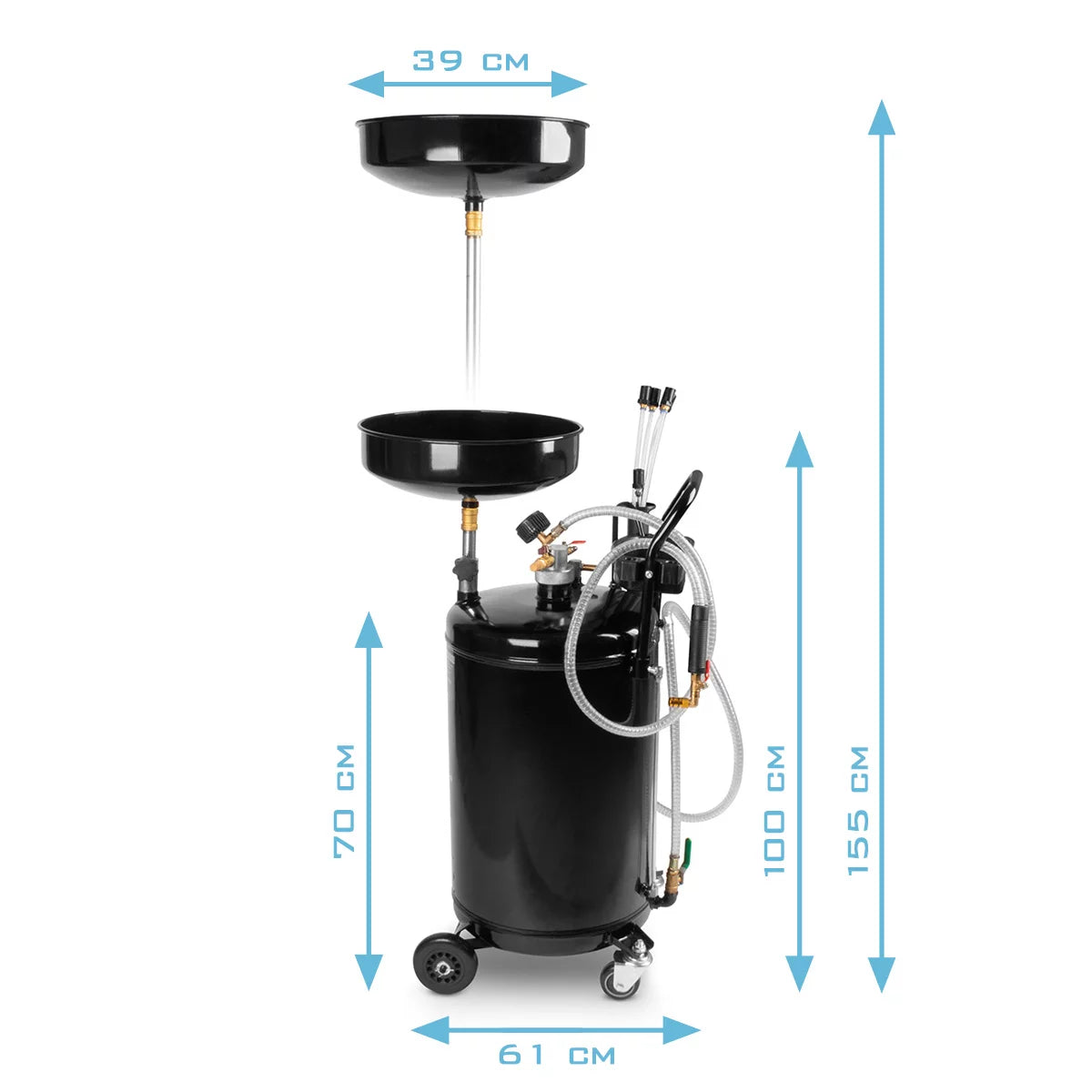 STAHLWERK oil extractor OD-70 ST with 70 l capacity | Mobile oil collector and waste oil truck | Oil collection trolley with oil separator | Oil drain device for collecting used oil