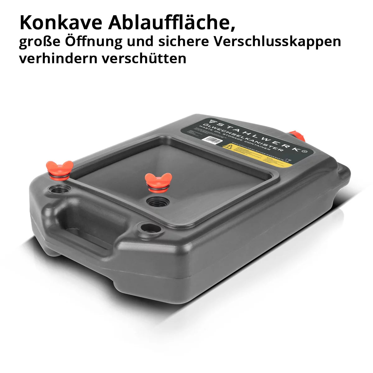 STAHLWERK oil change canister 10 L | Robust oil drip tray | Mobile and flexible to use | Oil pan with collecting aid | 2-in-1 function - oil and fuel canister for cars, motorcycles and workshops