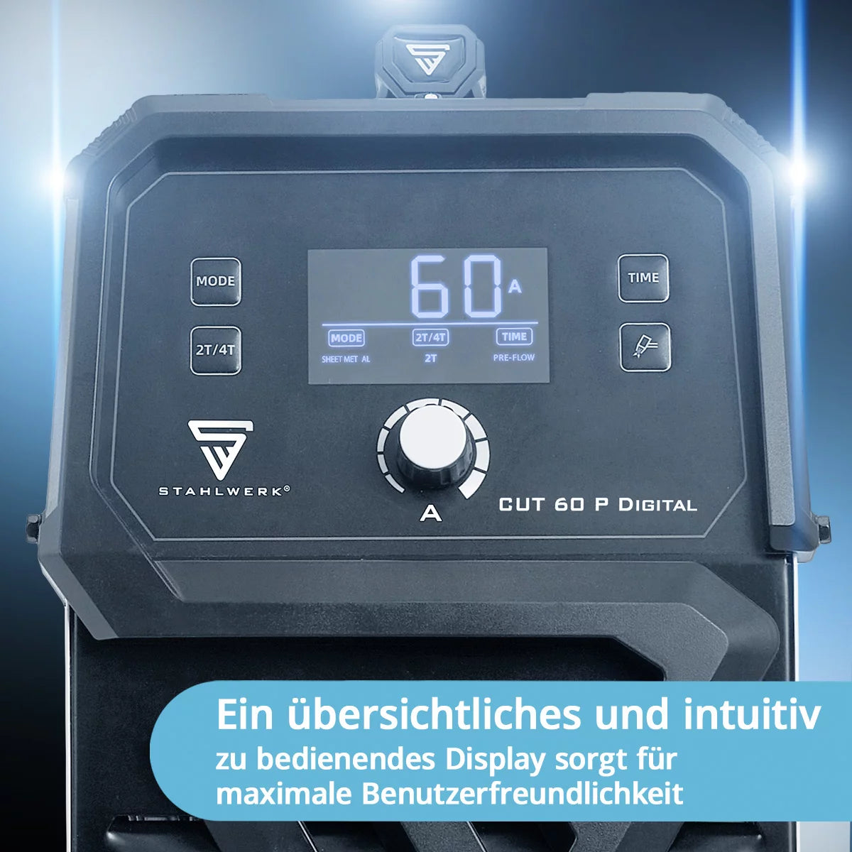 STAHLWERK Plasmaschneider CUT 60 P Digital Vollausstattung | 60 A Inverter-Plasmaschneider | HF-Pilotzündung | Digitalanzeige | THC-Schnittstelle für CNC | Schneidleistung bis 20 mm | Plasma Cutter mit 2T/4T-Funktion