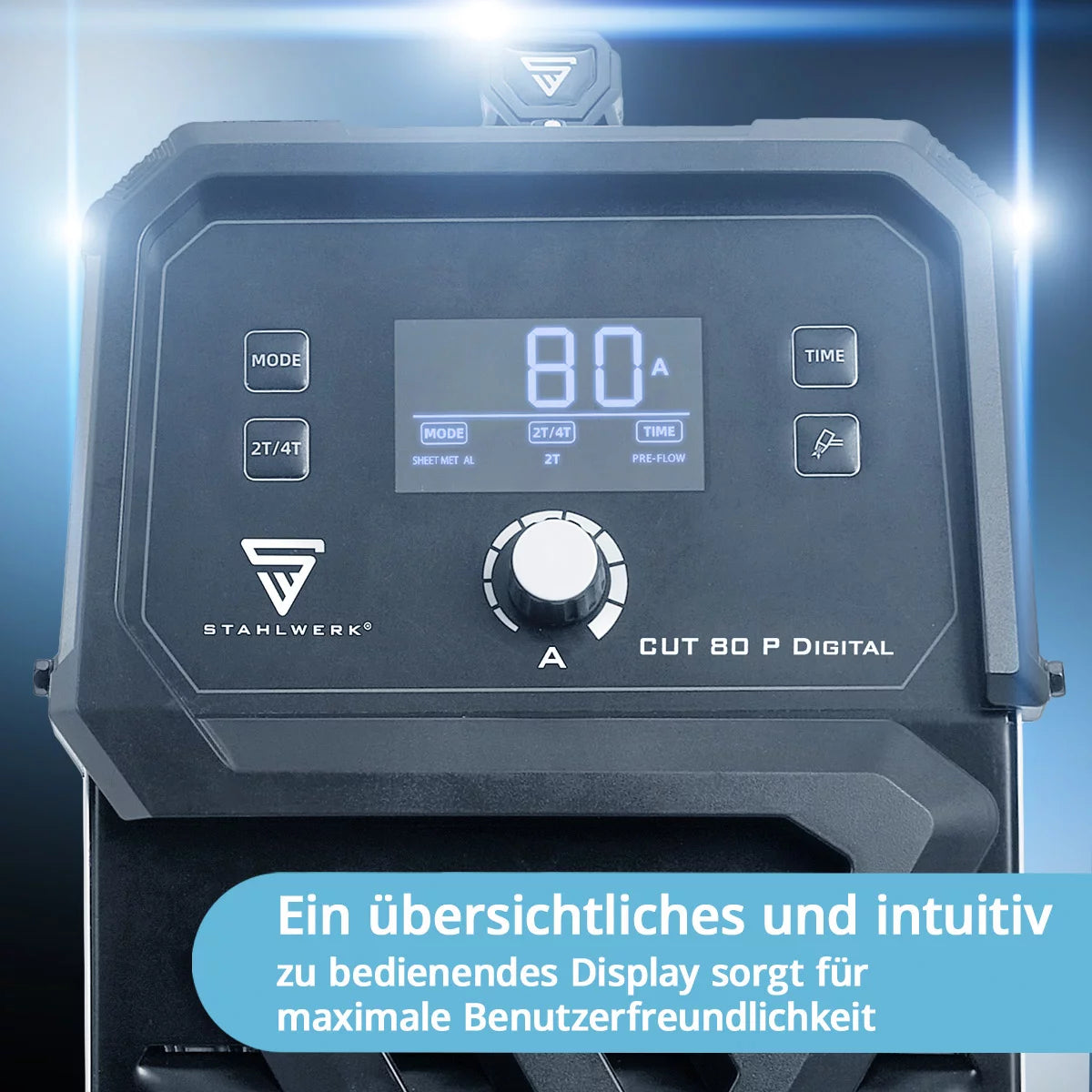 STAHLWERK Plasmaschneider CUT 80 P Digital | 80 A Inverter-Plasmaschneider | HF-Pilotzündung | Digitalanzeige | THC-Schnittstelle für CNC | Schneidleistung bis 25 mm | Plasma Cutter mit 2T/4T-Funktion