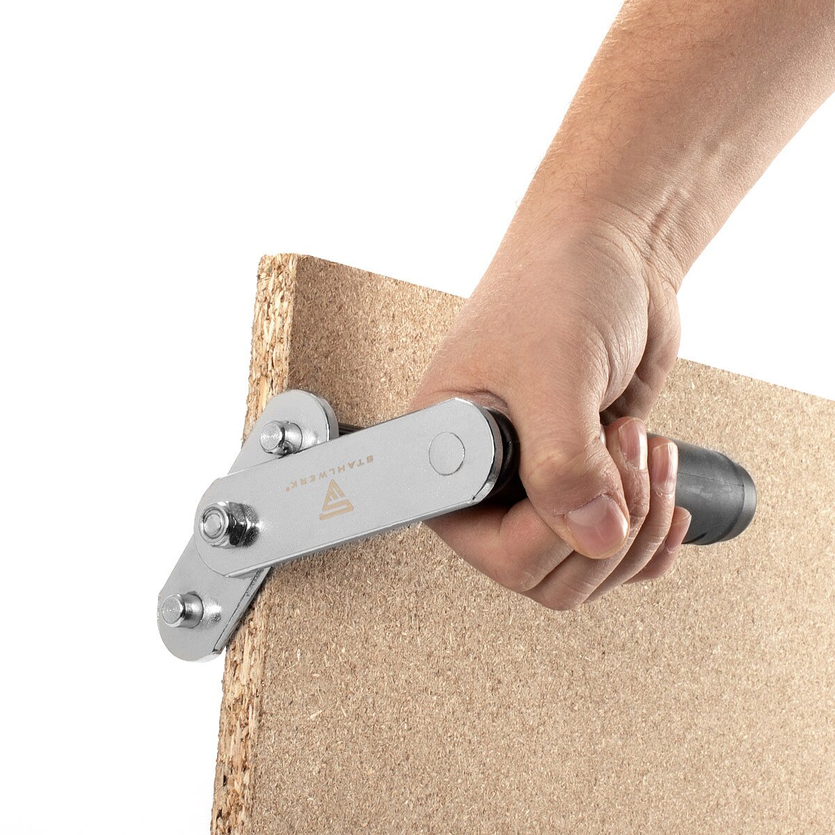 STAHLWERK Plattentragehilfe 2er Set, Edelstahl Plattengriff / Plattenträger / Plattenheber mit rutschfestem Tragegriff zum sicheren Transport von Trockenbauwänden und Platten