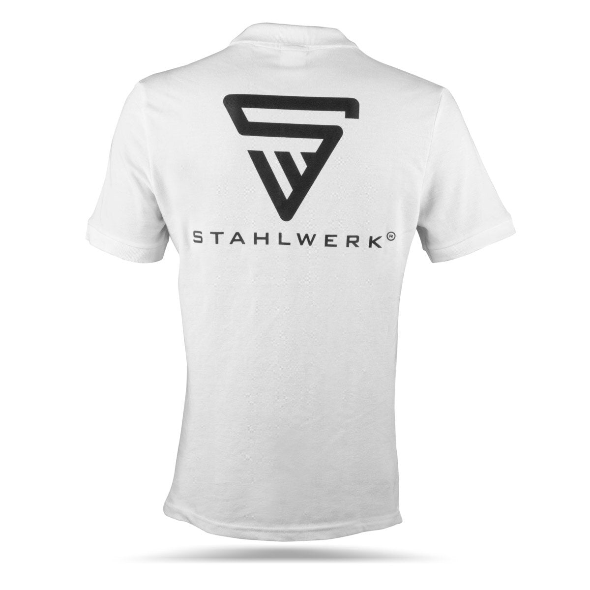 Polo STAHLWERK talla L polo blanco de manga corta con logo estampado confeccionado en 100% algodón
