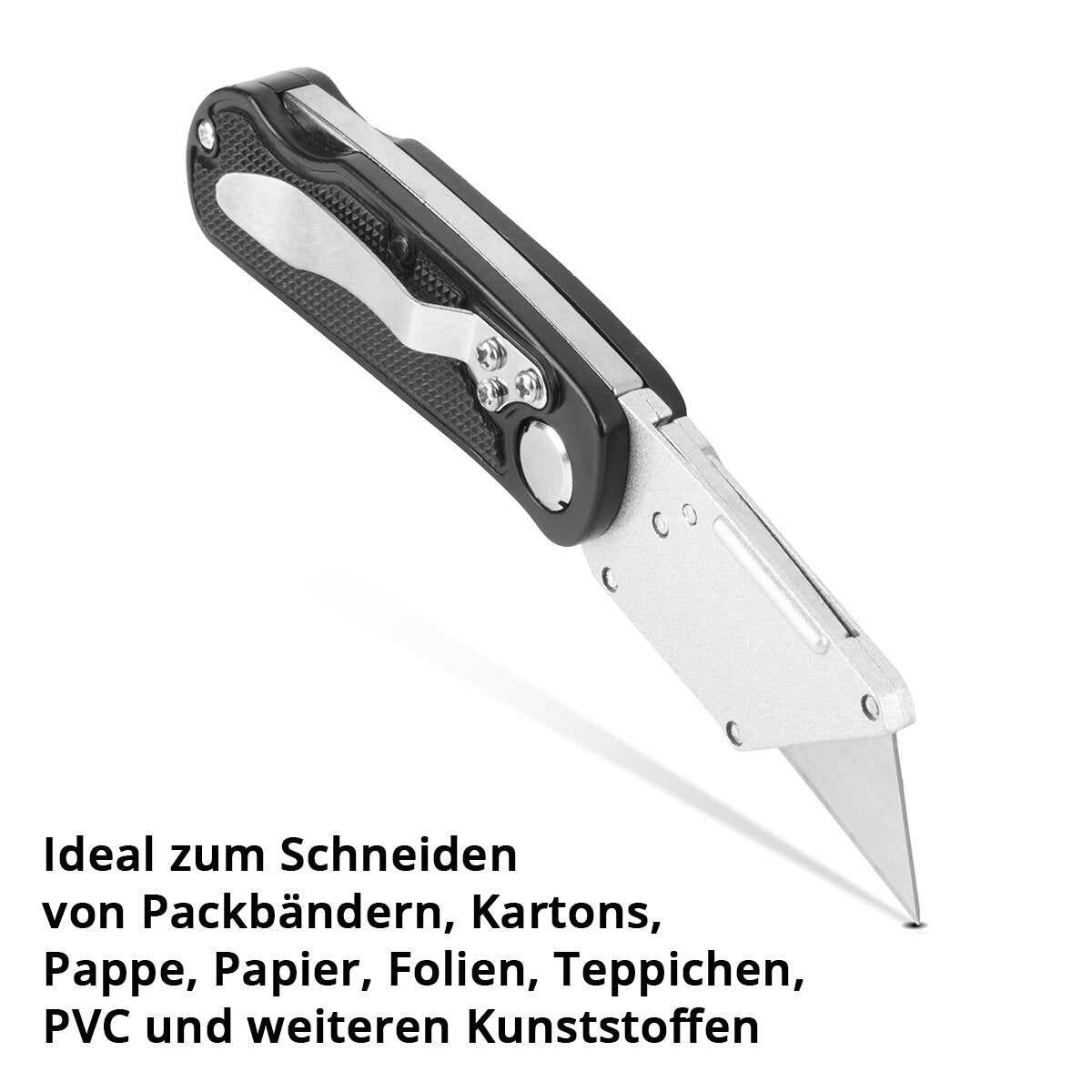 STAHLWERK Cuttermesser 4er Set mit Ersatzklingen Profi Cutter | Teppichmesser | Sicherheitsmesser | Paketmesser | Kartonmesser