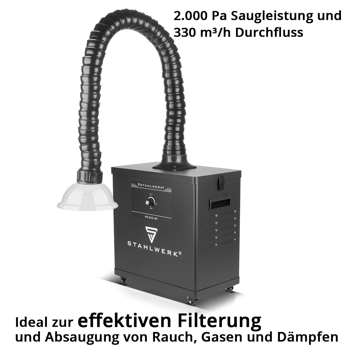 STAHLWERK Rauchabsaugung FE-210 ST mit 3-fach-Filter und 210 W Absauganlage | Rauchabsorber | Rauchabzug | Schweißrauch- und Lötabsaugung zur Filterung und Absaugung von Rauch, Gasen und Dämpfen