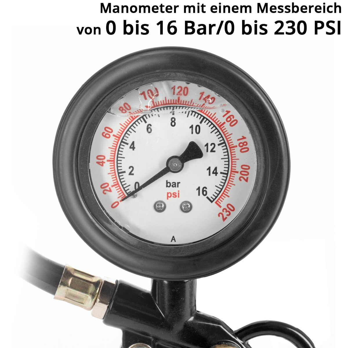 Pistolet de gonflage de pneus à air comprimé STAHLWERK DRA-161 ST | Gonfleur de pneus à air comprimé avec manomètre | Manomètre de pression des pneus 2 en 1 pour voitures, camions, motos, vélos | Plage de mesure 0 à 16 bar/ 0 à 230 PSI