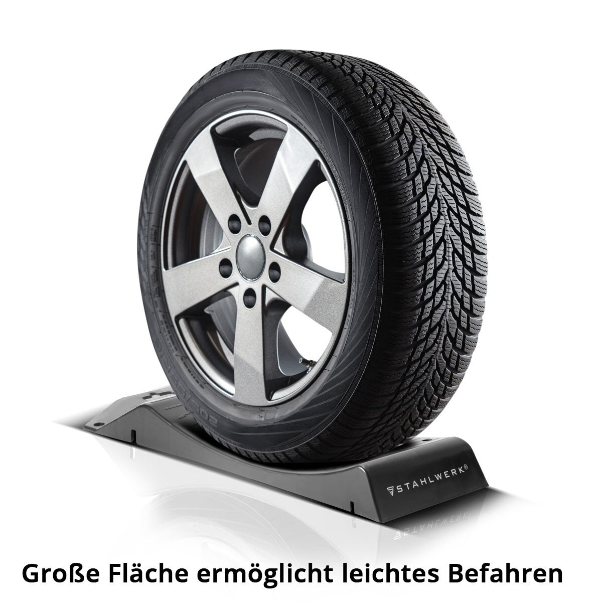 Plaques de base de protection de pneu STAHLWERK GT-18 ST, jeu de 4 avec support de pneu d'une capacité de charge de 2,7 t | Chaussures à pneus | pierre d'achoppement | Cale de roue pour voitures, camping-cars, camping-cars, caravanes ou caravanes