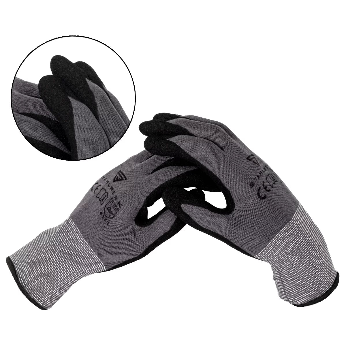 Set básico para cambio de neumáticos STAHLWERK con gato de maniobra extraplano de 3 t con rango de elevación de 75-510 mm, llave dinamométrica de 70-350 Nm y guantes de trabajo para cambiar neumáticos de vehículos