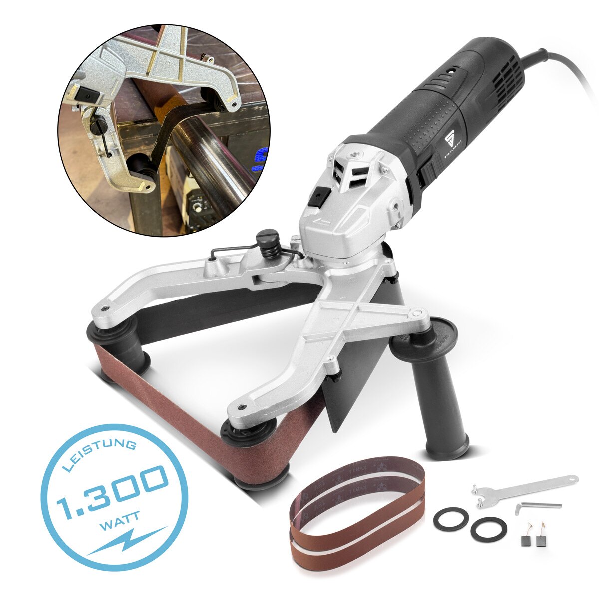 STAHLWERK pipe belt sander RS-1300 ST with 1,300 W and 1,100 - 3,200 rpm for 760 mm sanding belts pipe grinder | Grinding machine | Grinder | Belt sander for grinding, polishing and deburring
