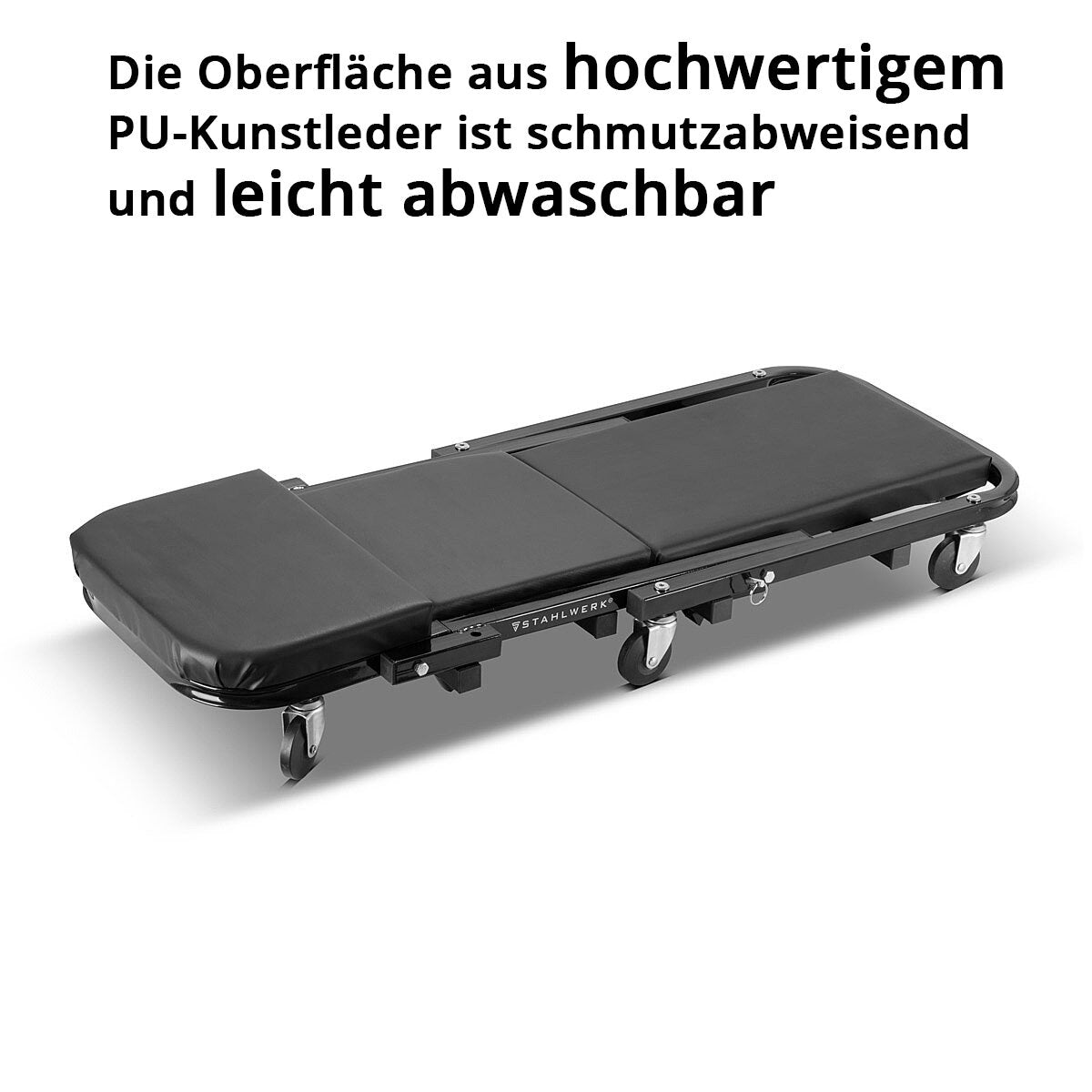 STAHLWERK 2 in 1 Werkstatthocker FRC-40 ST mit 150 kg Tragfähigkeit, faltbares Kfz-Rollbrett | Montagerollbrett | Werkstattliege | Montageliege mit Sitz- und Liegefunktion