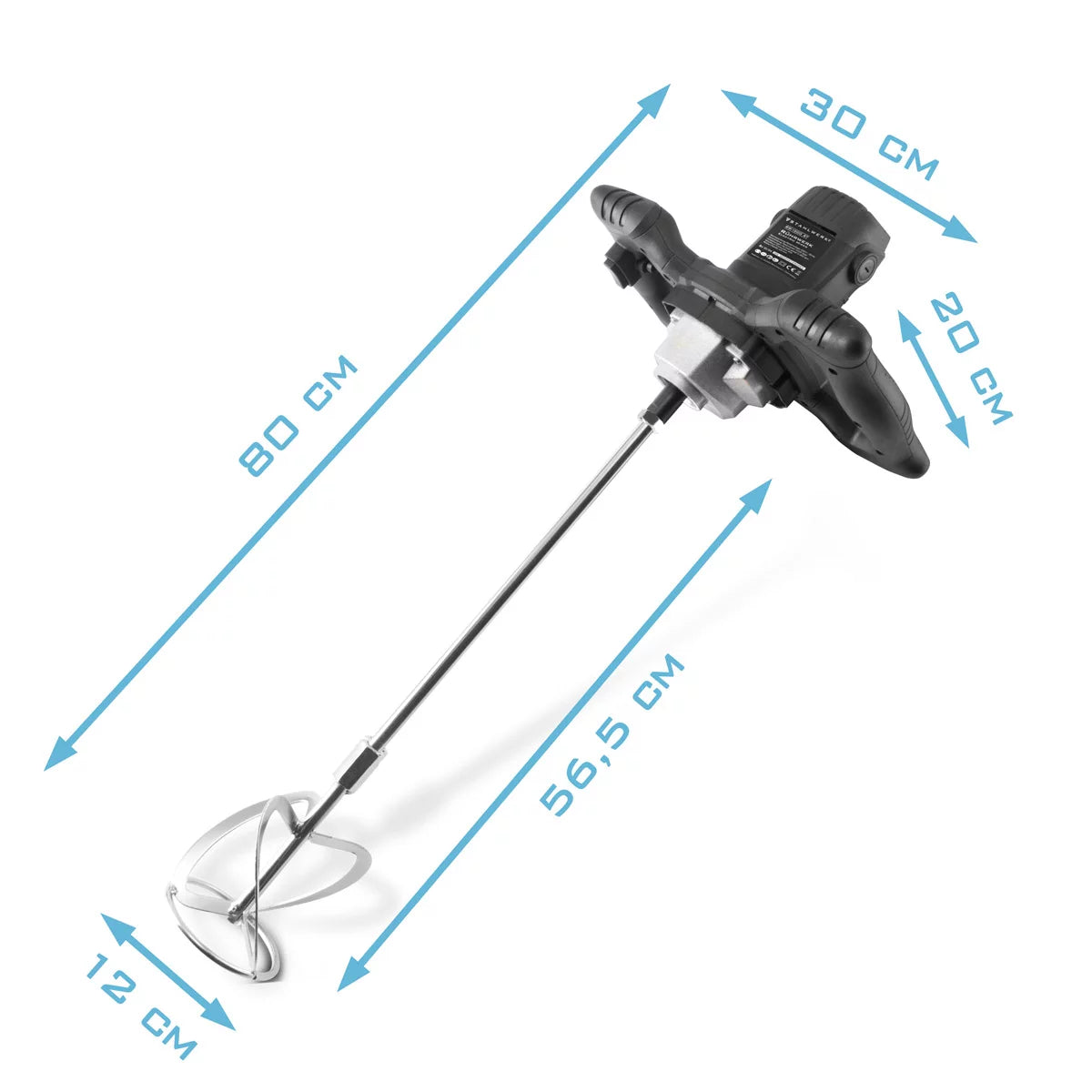 STAHLWERK agitator RW-1200 ST | 1,200 W and 850 rpm | Electric mortar stirrer with additional whisk 120 x 600 mm | Speed control and safety switch | Concrete mixer | Paint stirrer | color mixer