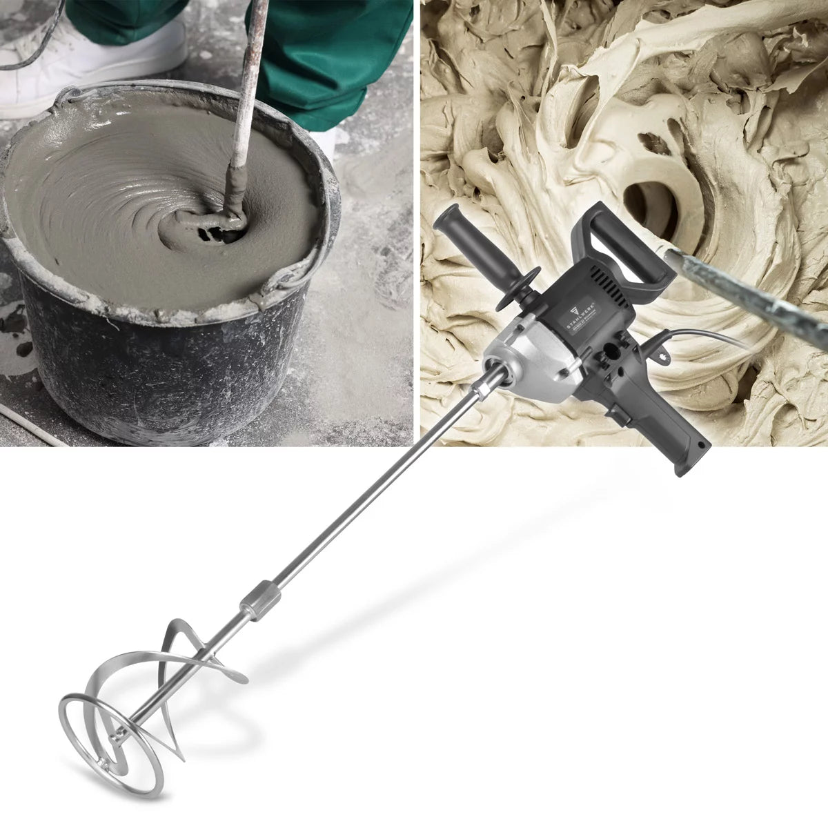 Agitateur STAHLWERK RW-800 ST | 800 W et 500 tr/min | Agitateur à mortier électrique | Conception robuste | Agitateur à béton stable | Agitateur de peinture | Mélangeur de couleurs | Batteur à main | Batteur à main