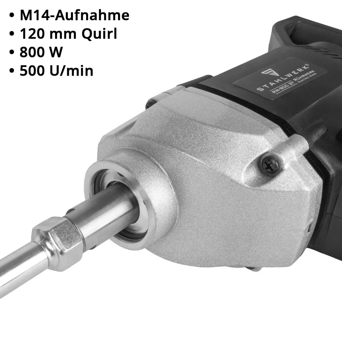Agitateur STAHLWERK RW-800 ST | 800 W et 500 tr/min | Agitateur à mortier électrique | Conception robuste | Agitateur à béton stable | Agitateur de peinture | Mélangeur de couleurs | Batteur à main | Batteur à main