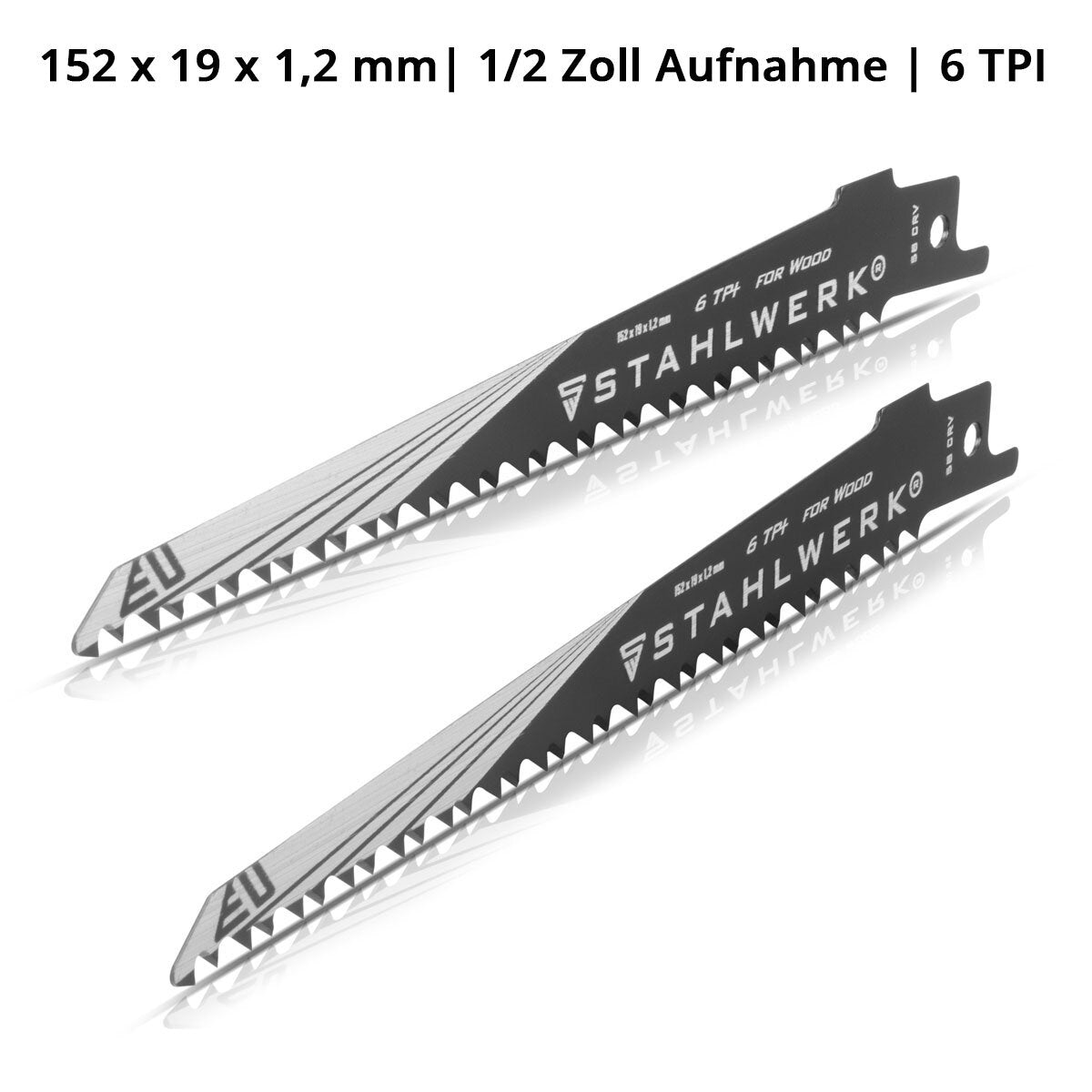 Jeu de 2 lames de scie à bois STAHLWERK 150 x 19 x 1,2 mm lames de scie alternative longue durée | Lames de scie alternative avec support 1/2 pouce et 6 TPI pour scies alternatives | Scies alternatives | Puzzles