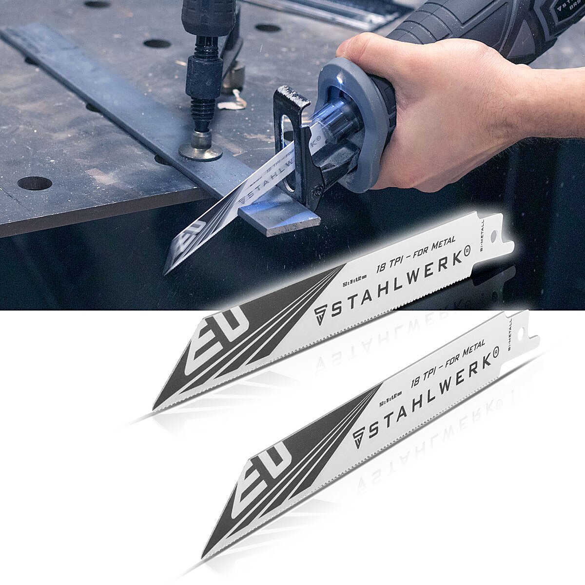Set di 2 lame per seghe per metallo STAHLWERK da 2 lame per seghe alternative a lunga durata 150 x 19 x 0,92 mm | Lame per seghe alternative con supporto da 1/2 pollice e 18 TPI per seghe alternative | Seghe alternative | Puzzle