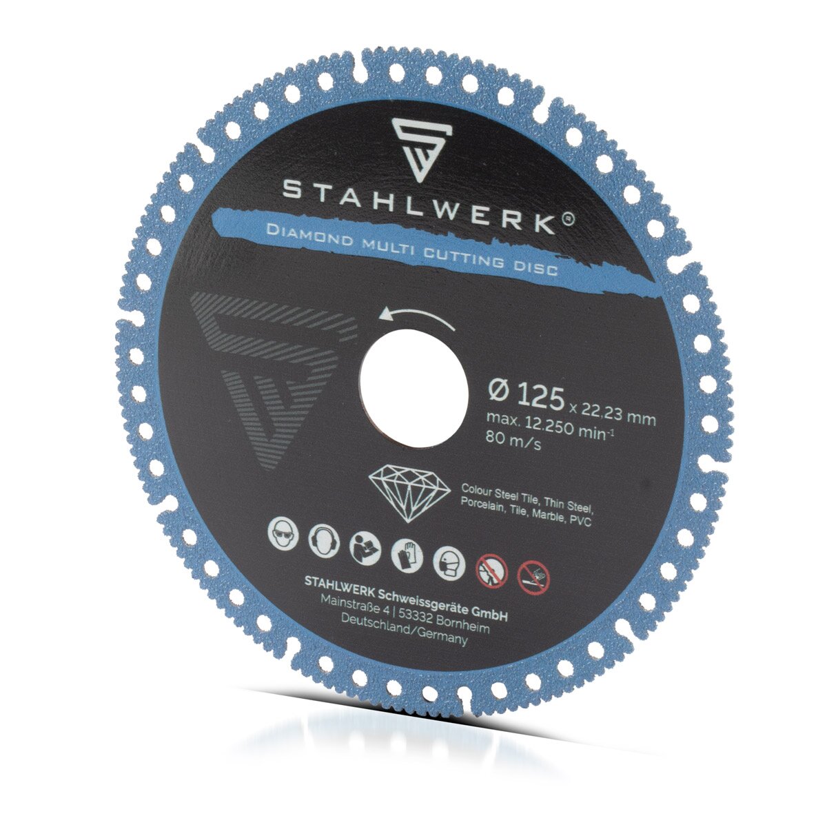 Disques à tronçonner diamantés STAHLWERK jeu de 3 lames de scie pour divers matériaux | 125x22,23 mm