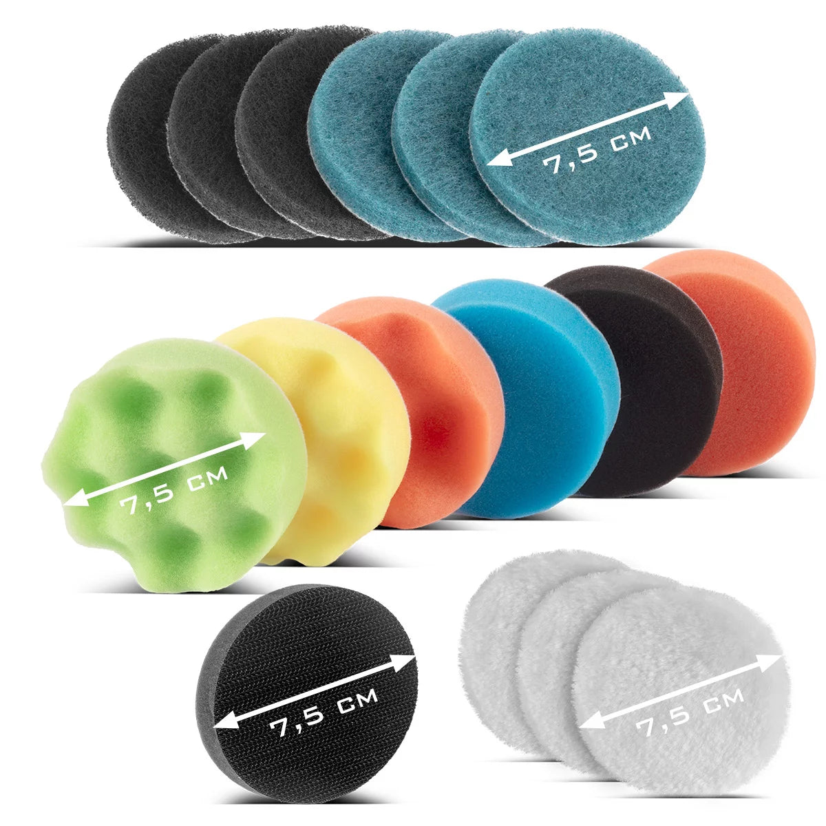 Set per riparazione fari STAHLWERK Set per lucidatura da 41 pezzi per avvitatori a batteria con platorelli e spugne per lucidatura per la preparazione professionale di fari opachi, opachi e ciechi