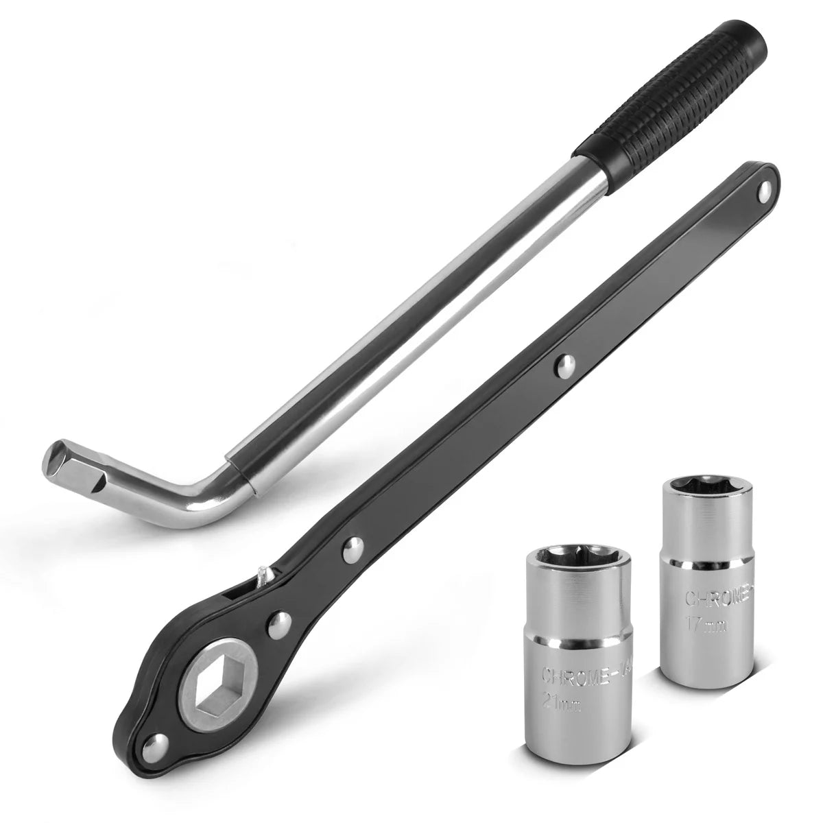 Gato para coche STAHLWERK SWH-2 ST | Gato de tijera | Capacidad de elevación de 2 toneladas | Llave para tuercas de rueda telescópica con vaso 17, 19 mm | Bolsa de transporte | Juego de gato compacto para cambio de neumáticos y taller.