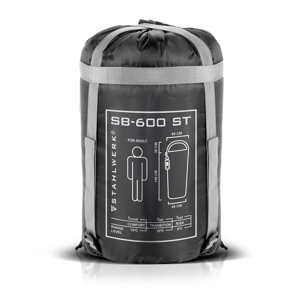 STAHLWERK Schlafsack SB-600 ST Leichter Outdoorschlafsack bis 5°C | Füllung 330g/m2 | Campingschlafsack | Mumienschlafsack | Reiseschlafsack | Trekking- und Wanderschlafsack