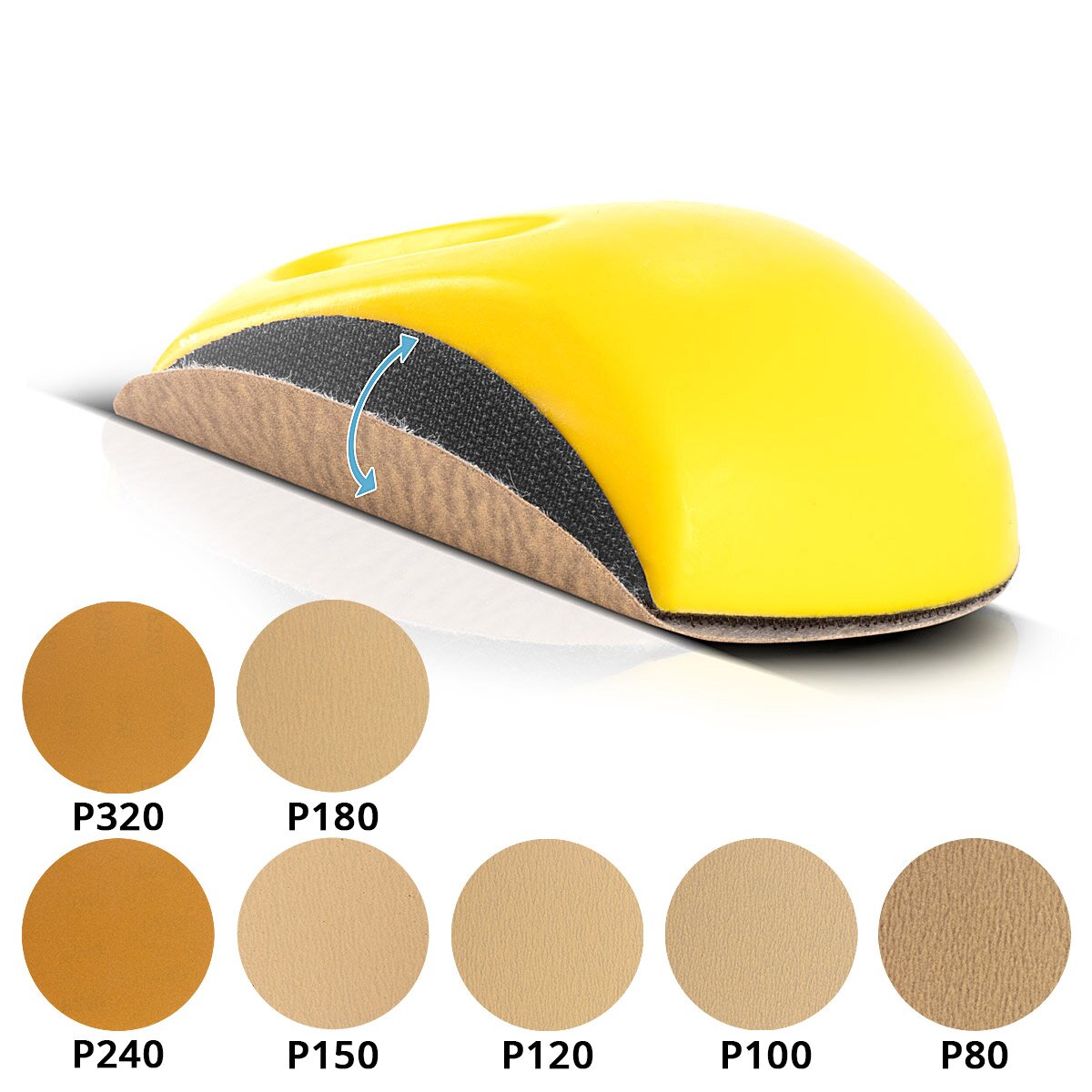 STAHLWERK hand sanding block set with P80 | P100 | P120 | P150 | P180 | P240 | P320 grit sanding block | Abrasive sponge | Hand sander made of PU foam with Velcro abrasive 85 x 125 mm