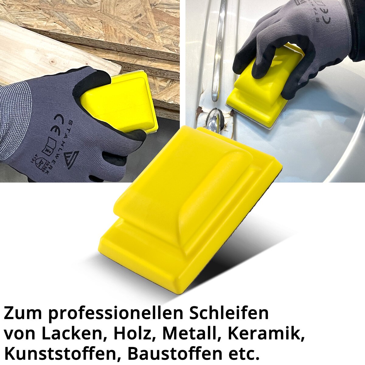 STAHLWERK hand sanding block set with P80 | P100 | P120 | P150 | P180 | P240 | P320 grit sanding block | Abrasive sponge | Hand sander made of PU foam with Velcro abrasive 70 x 115 mm