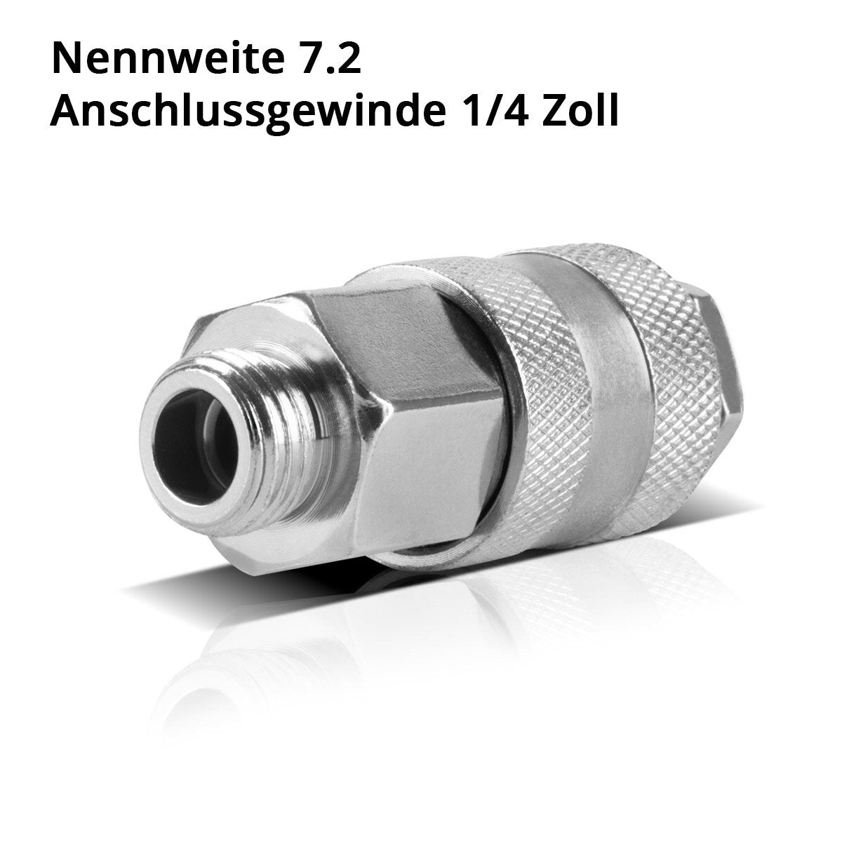 STAHLWERK juego de 5 acoplamientos rápidos para aire comprimido NW 7,2 con rosca exterior de 1/4", acoplamiento | Enchufe | Adaptadores | Accesorios para compresores de aire comprimido