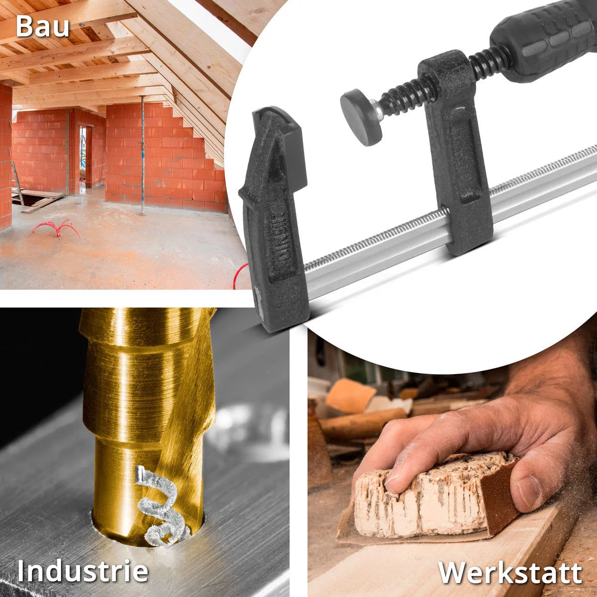 STAHLWERK 3 x abrazaderas de tornillo 80x500 mm | potente abrazadera de acero y plástico | Abrazadera F para fijar piezas de trabajo | abrazadera estable con un ancho de sujeción de 500 mm, profundidad de sujeción de 80 mm