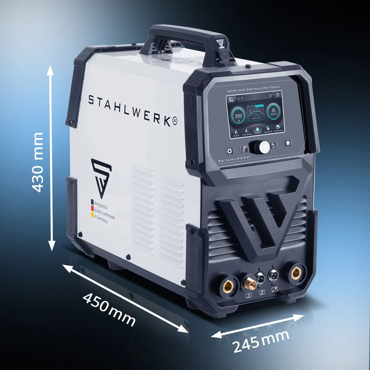 STAHLWERK inert gas welding machine AC/DC TIG 200 Puls Pro Touch | IGBT inverter with 200 amps | ARC/MMA function | Job storage | Pulse and spot function suitable for aluminum and thin sheet metal