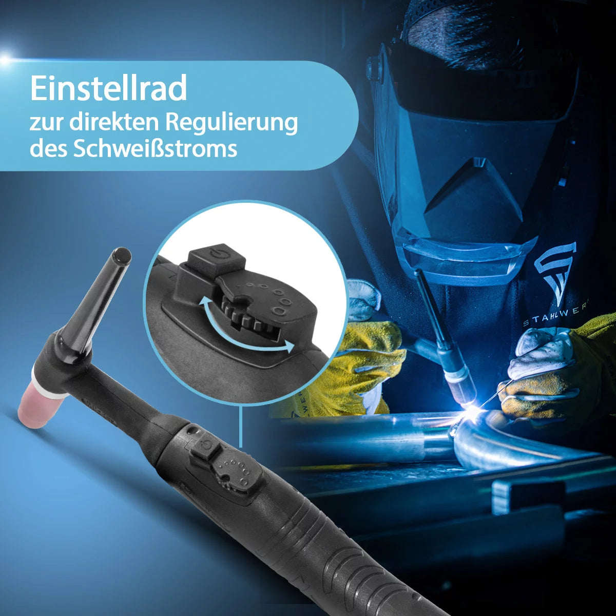 STAHLWERK inert gas welding machine AC/DC TIG 200 Puls Pro Touch | IGBT inverter with 200 amps | ARC/MMA function | Job storage | Pulse and spot function suitable for aluminum and thin sheet metal