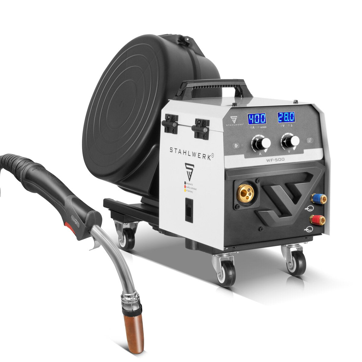 STAHLWERK Schweißgerät MIG MAG 400 Pro Vollsynergischer, wassergekühlter IGBT Inverter mit 400 A und Puls-Funktion 3-in-1 Kombi-Schweißanlage MIG MAG | MMA | Lift-TIG