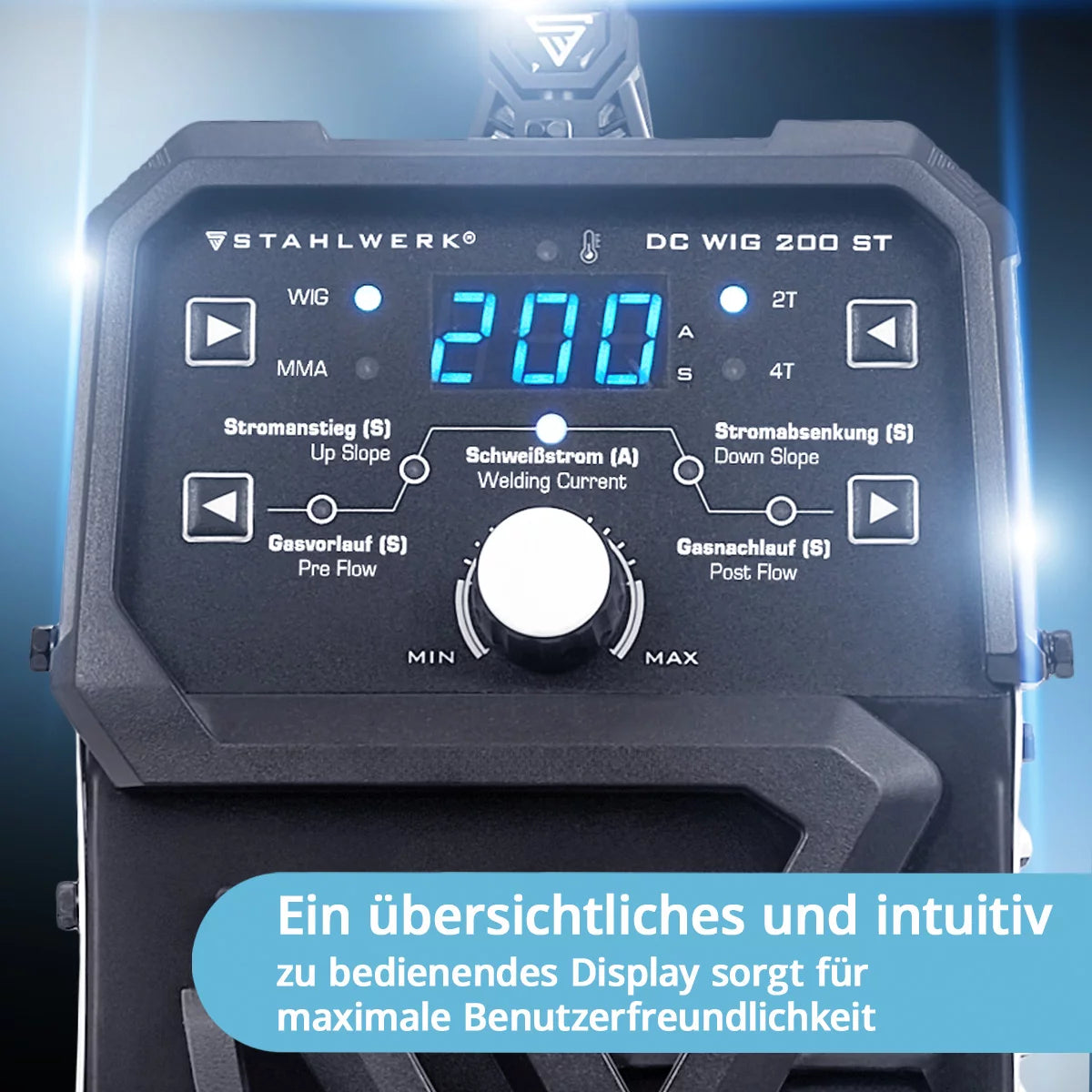 STAHLWERK DC TIG 200 ST - ensemble complet d'équipement - poste à souder TIG combiné avec 200 A et MMA, soudage de l'acier, de l'acier inoxydable et bien plus encore. (pas de soudure ALU)