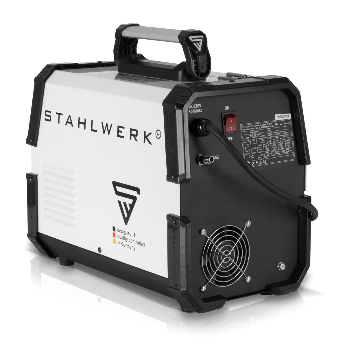 Saldatrice STAHLWERK MIG MAG 135 ST IGBT completamente attrezzata / saldatrice a gas inerte con alimentazione filo sinergica e 135 A reali / saldatrice combinata