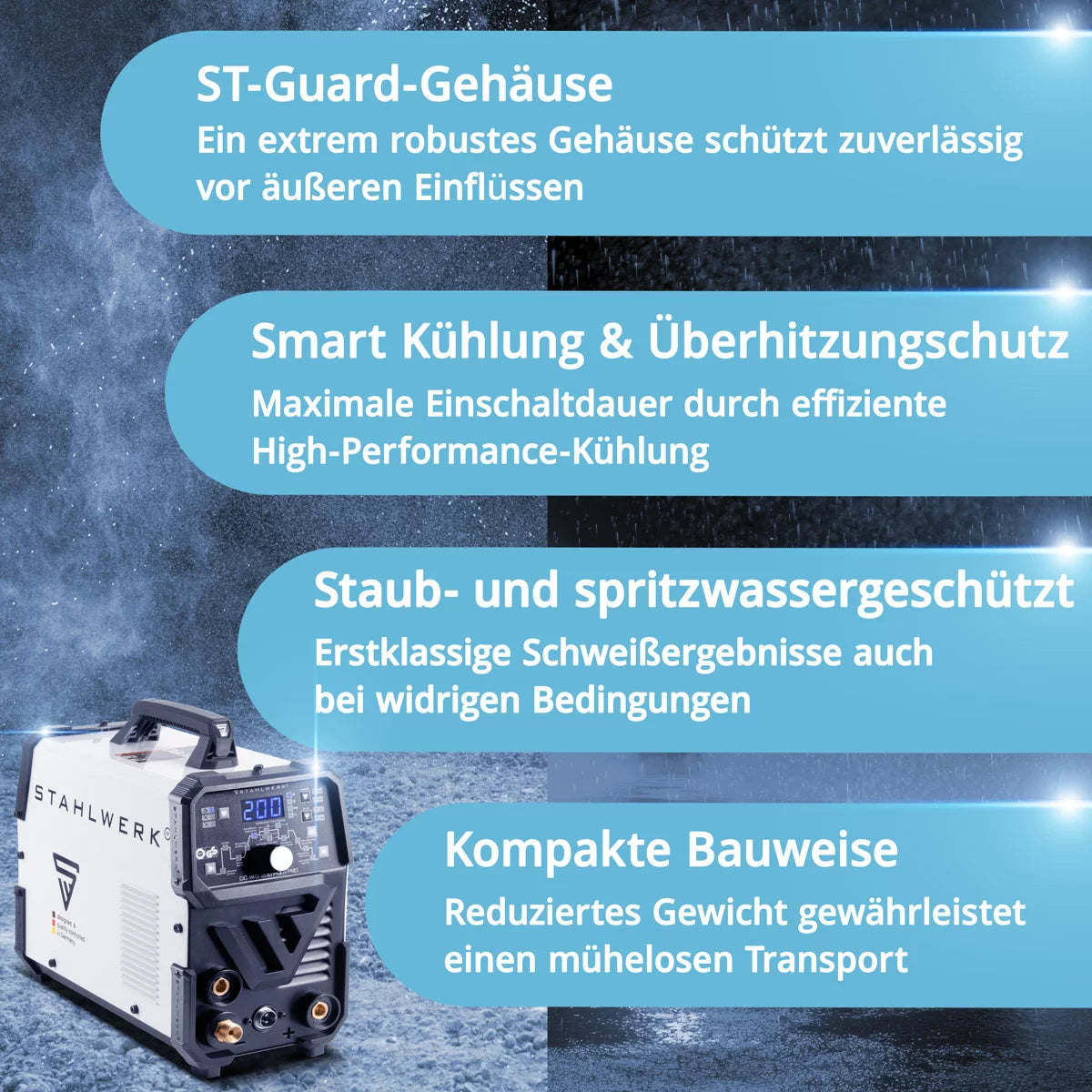 STAHLWERK 2-in-1 combination welding machine DC TIG 200 Puls Pro - digital professional TIG welding machine with MMA electric hand and pulse function, suitable for thin sheet metal