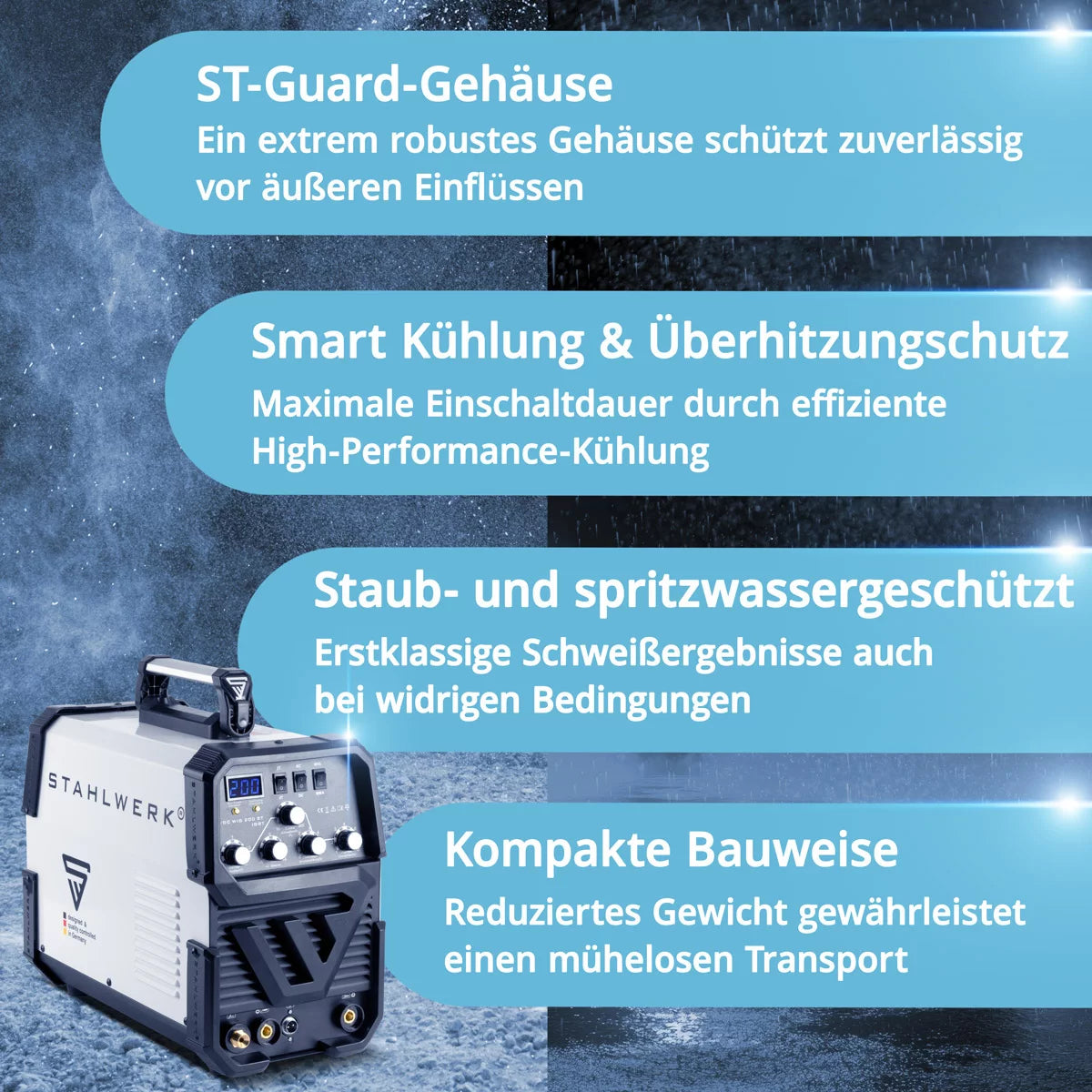 Máquina de soldar STAHLWERK AC/DC TIG 200 ST IGBT / máquina de soldar combinada / sistema de soldadura combinado con 200 A TIG y MMA, adecuado para aluminio