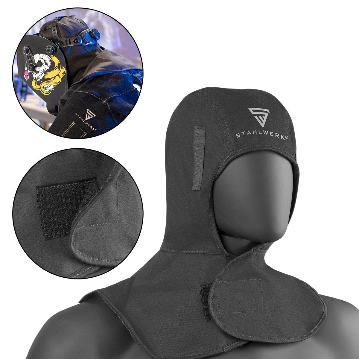 STAHLWERK welding hood | Welder's hat | Welding helmet | Welding cap | Welder mask | Flame-retardant welding protective clothing for welding and plasma cutting