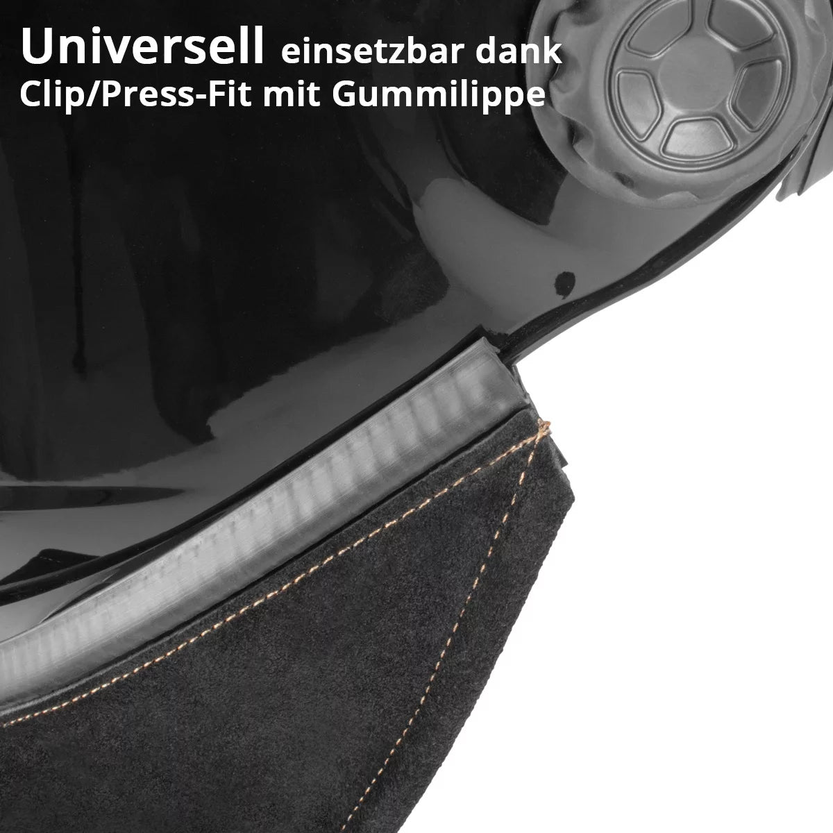 STAHLWERK protección de cuello y pecho de cuero para cascos de soldadura | Protección universal contra salpicaduras, chispas y rayos UV | Fácil montaje | Mano de obra de alta calidad | Ajuste con clip/prensa