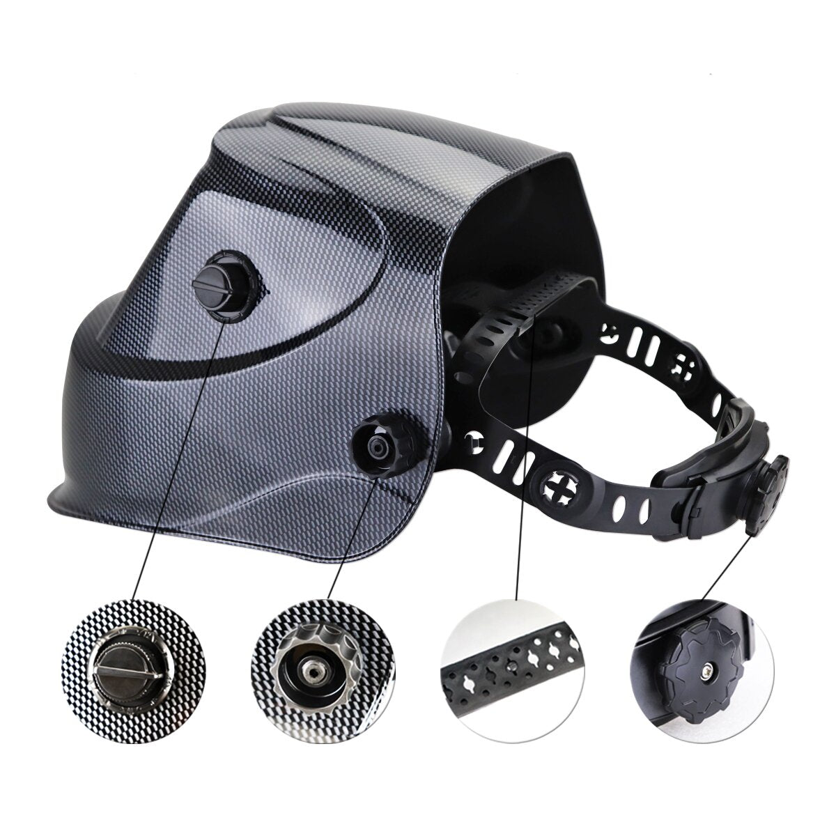 Casco de soldadura STAHLWERK totalmente automático ST-450 RC con aspecto de carbono, oscurecimiento totalmente automático, parámetros ajustables, incl. 5 lentes de repuesto