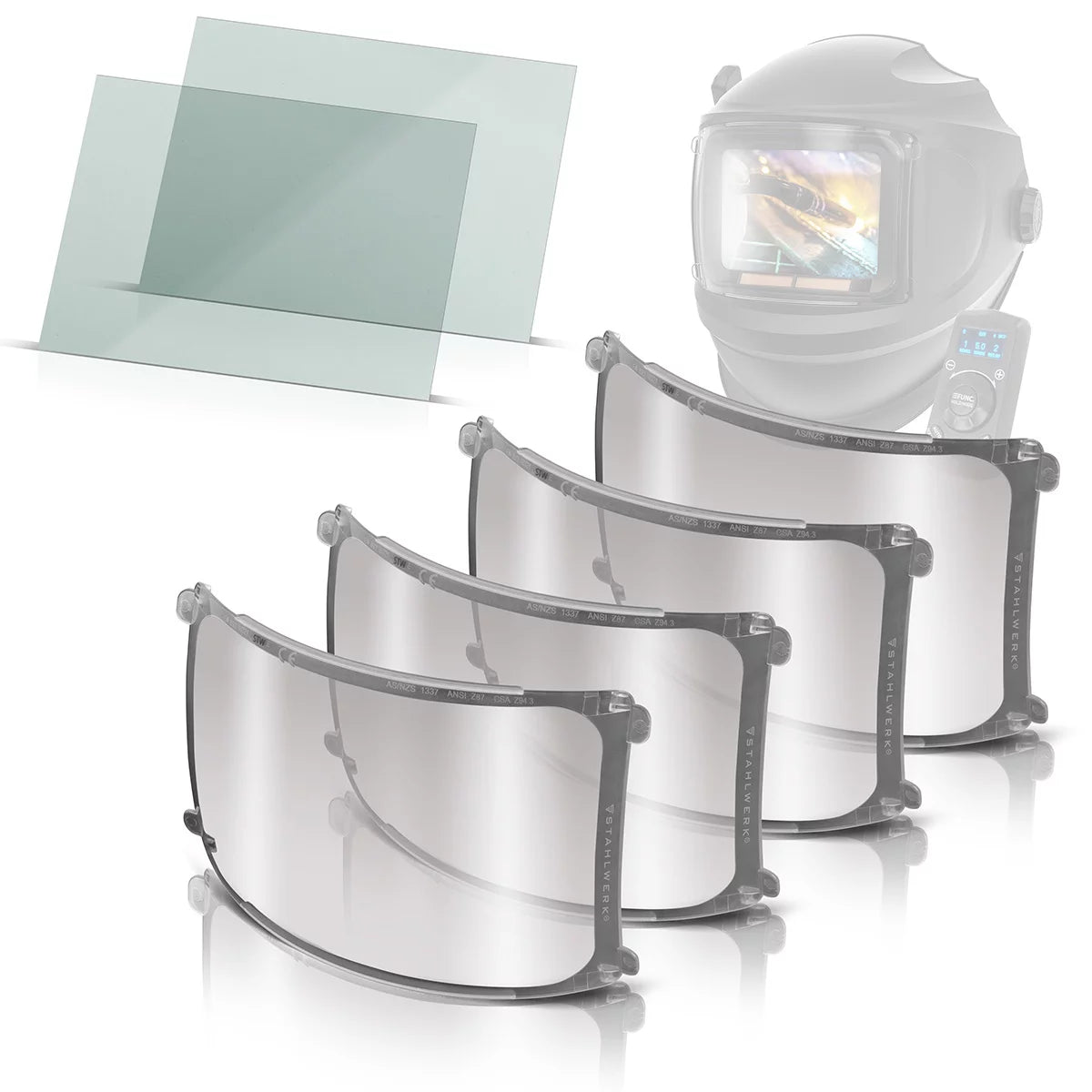 STAHLWERK Welding Helmet Lenses Set of 6, Inner Replacement Lenses | Welding protection glass | Replacement lenses for fully automatic welding helmets | MASTER