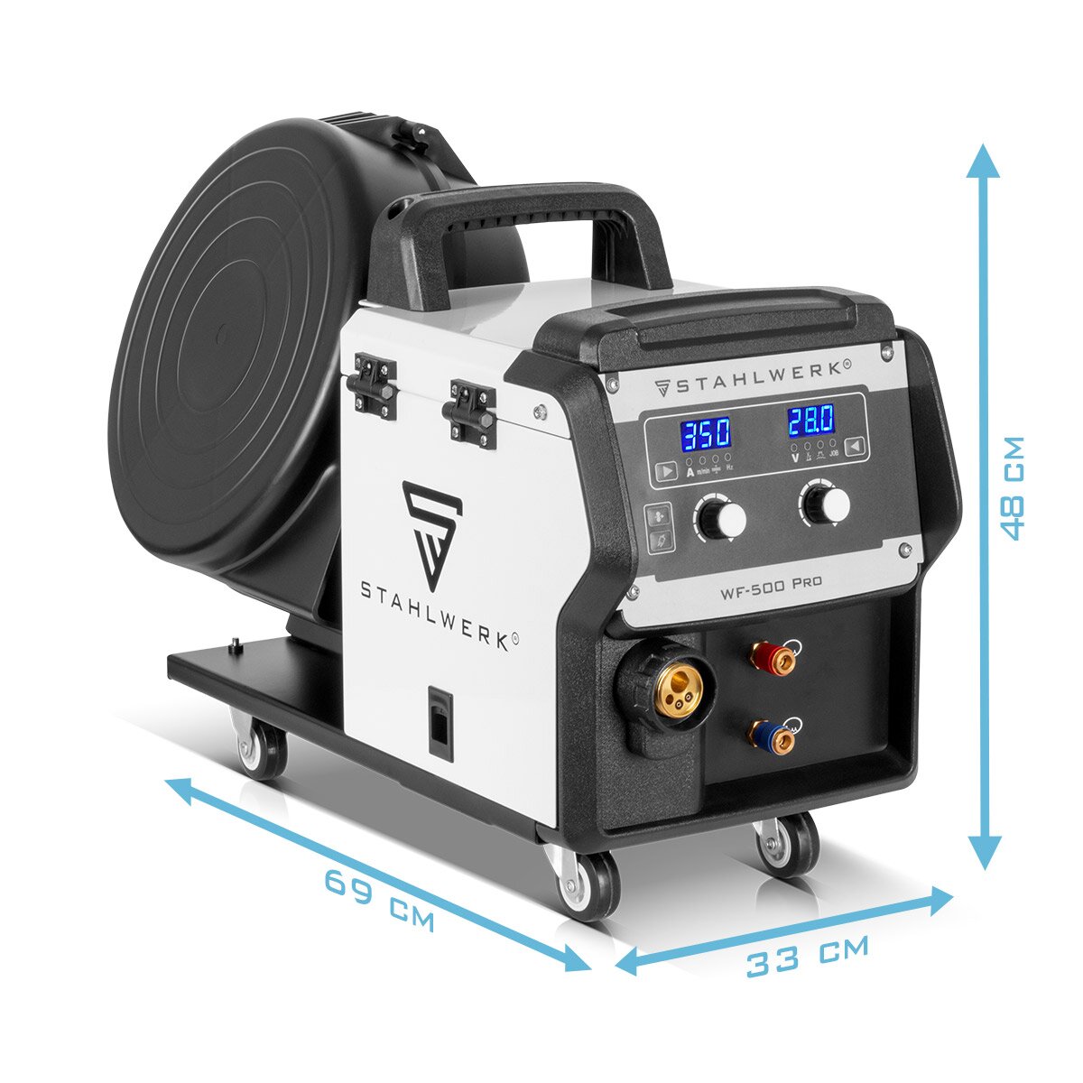 Poste de soudage industriel STAHLWERK MIG MAG 350 DP Onduleur IGBT entièrement synergique, refroidi par eau avec 350 A et fonction spot, système de soudage MIG MAG avec impulsion | Double impulsion | Impulsion à grande vitesse