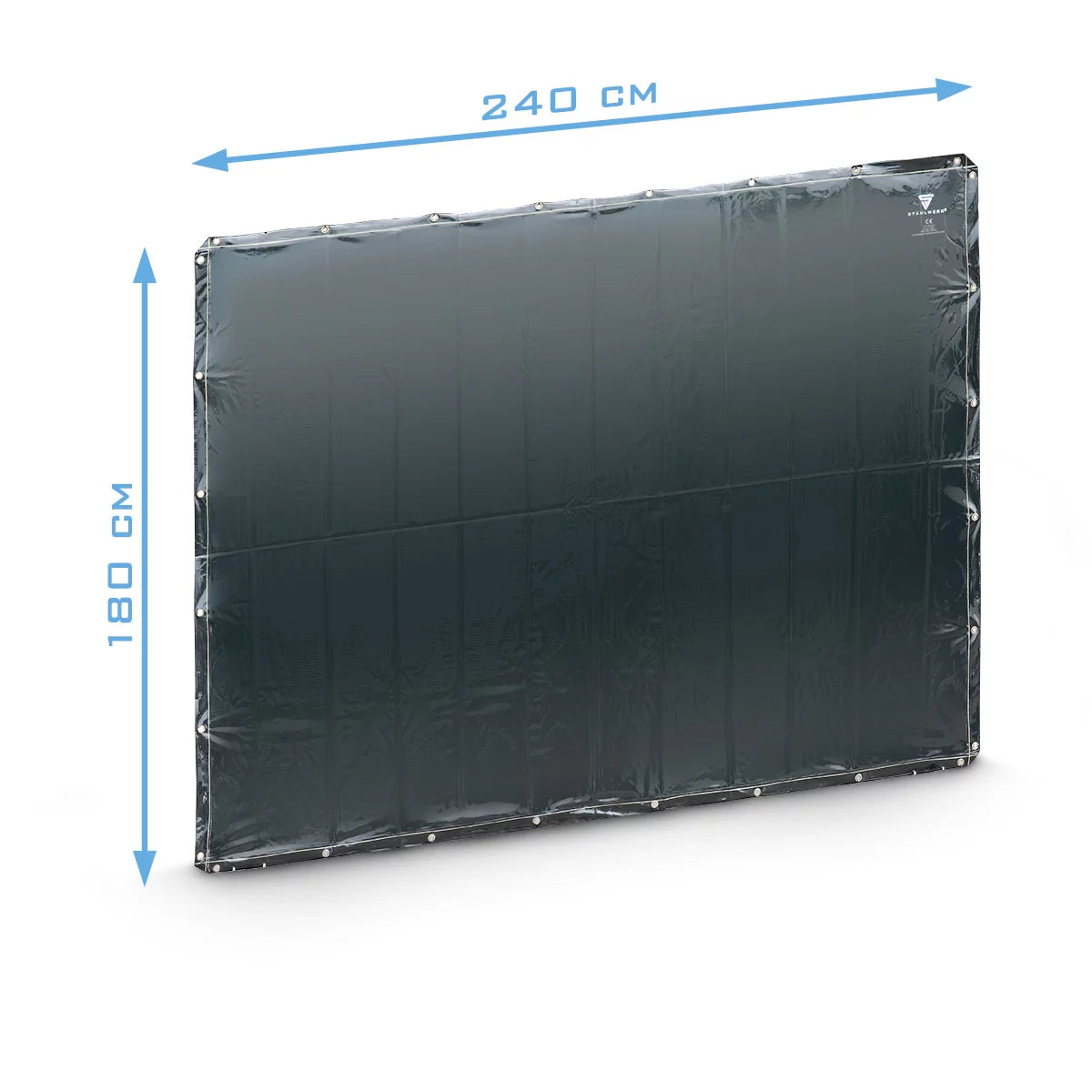 STAHLWERK welding protection curtain 240 x 180 cm | Welding curtain made of UV-resistant vinyl plastic | Extra dark | DIN EN ISO 25980 | Effective protection for welding, cutting and grinding work