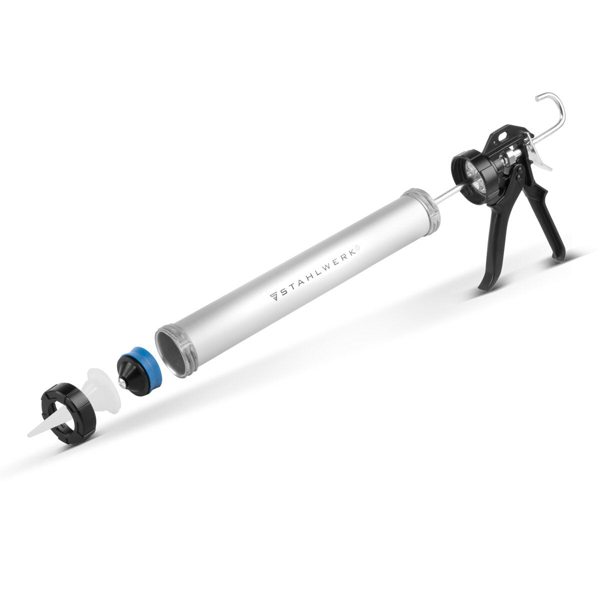 STAHLWERK Silikonpistole SP-600 ST 600 ml Kartuschenpresse / Kartuschenpistole aus stabilem Aluminium für Kartuschen und Beutel zum Silikonieren und Aufbringen von Kleb- und Dichtstoffen