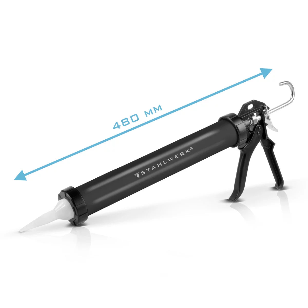 STAHLWERK Silikonpistole SPB-600 ST mit 600 ml aus Aluminium Silikonpresse | Acrylpistole | Kartuschenpresse | Beutelpresse | Silikonspritze | Kartuschenpistole für Kartuschen und Schlauchbeutel