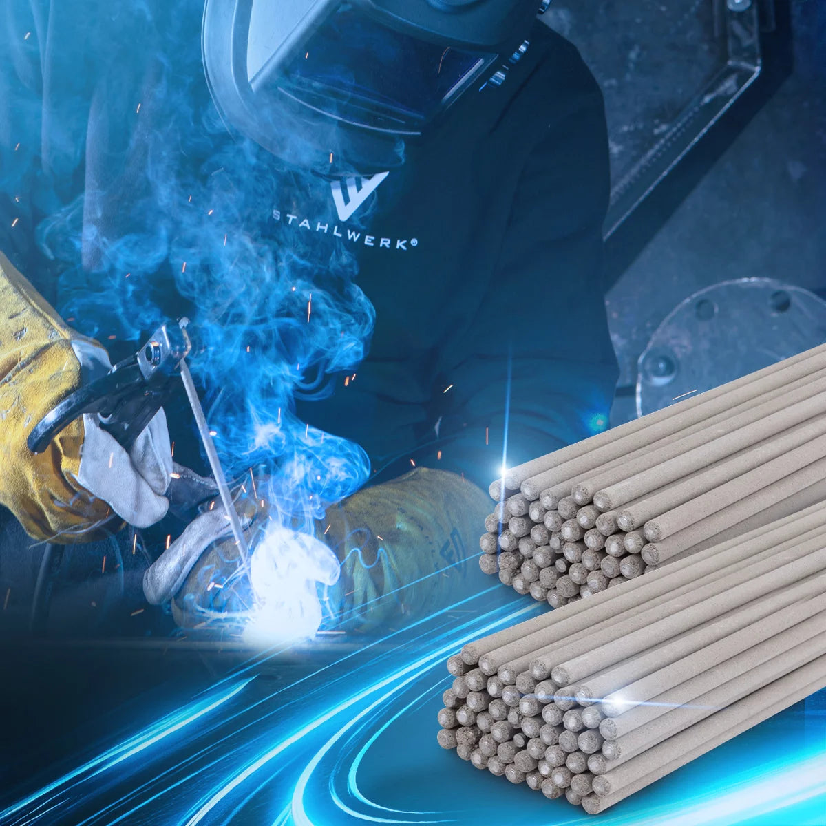 STAHLWERK 2x Stabelektroden AWS E6013RR dick rutilumhüllt 2,5 x 350 mm, Schweißstrom 50-90 A, hohe chemische Reinheit, 2 kg MMA ARC.