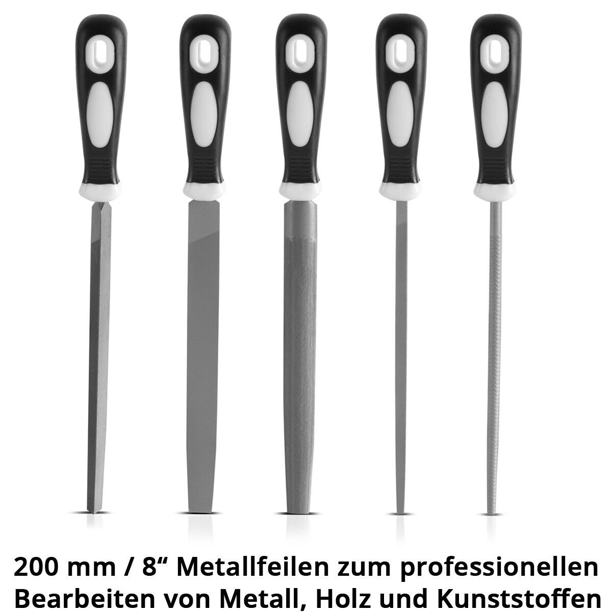 Lime in acciaio STAHLWERK set da 5 200 mm | Raspe da 8" | lime per metallo | lime da officina | set di lime per la lavorazione professionale di metallo, legno e plastica