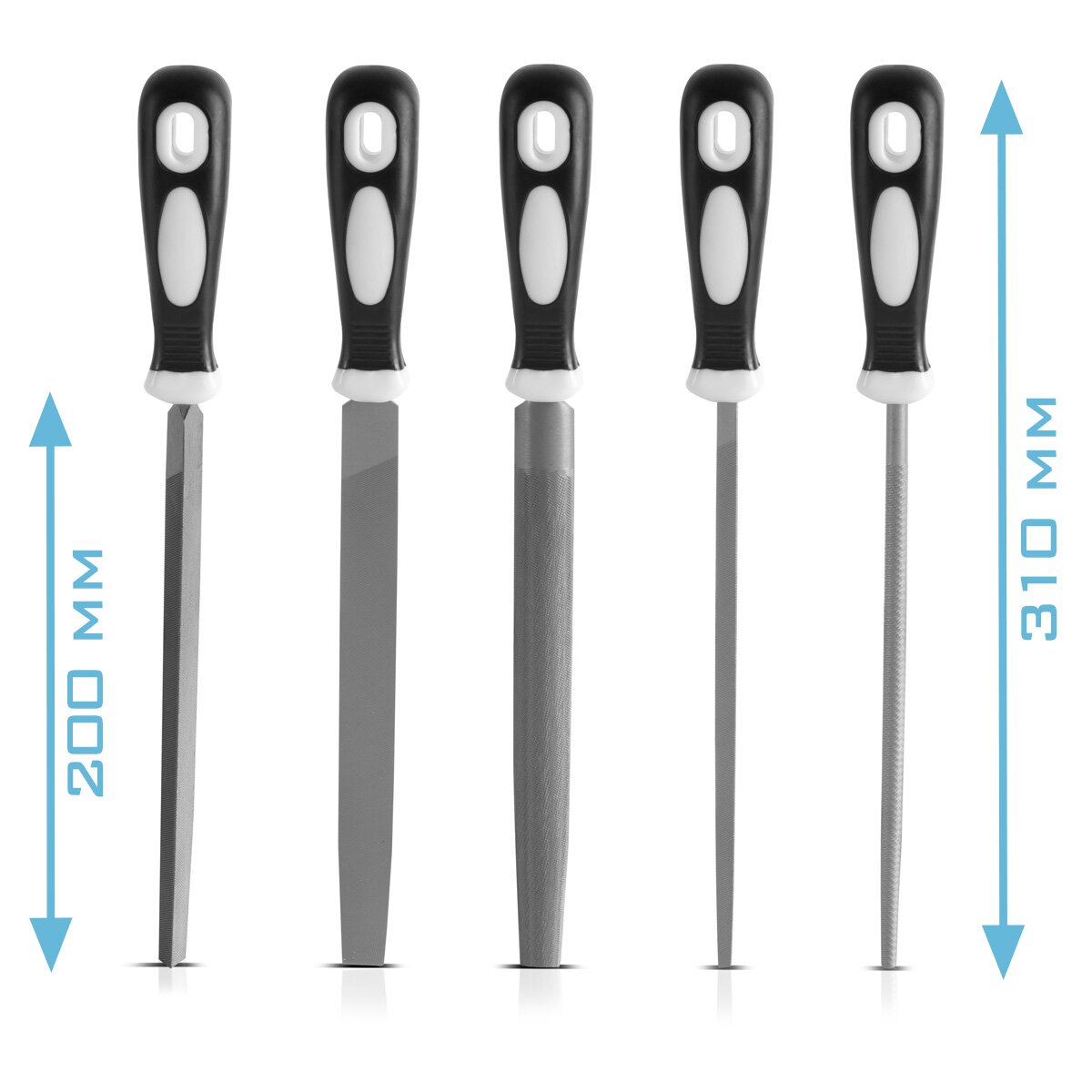 Lime in acciaio STAHLWERK set da 5 200 mm | Raspe da 8" | lime per metallo | lime da officina | set di lime per la lavorazione professionale di metallo, legno e plastica