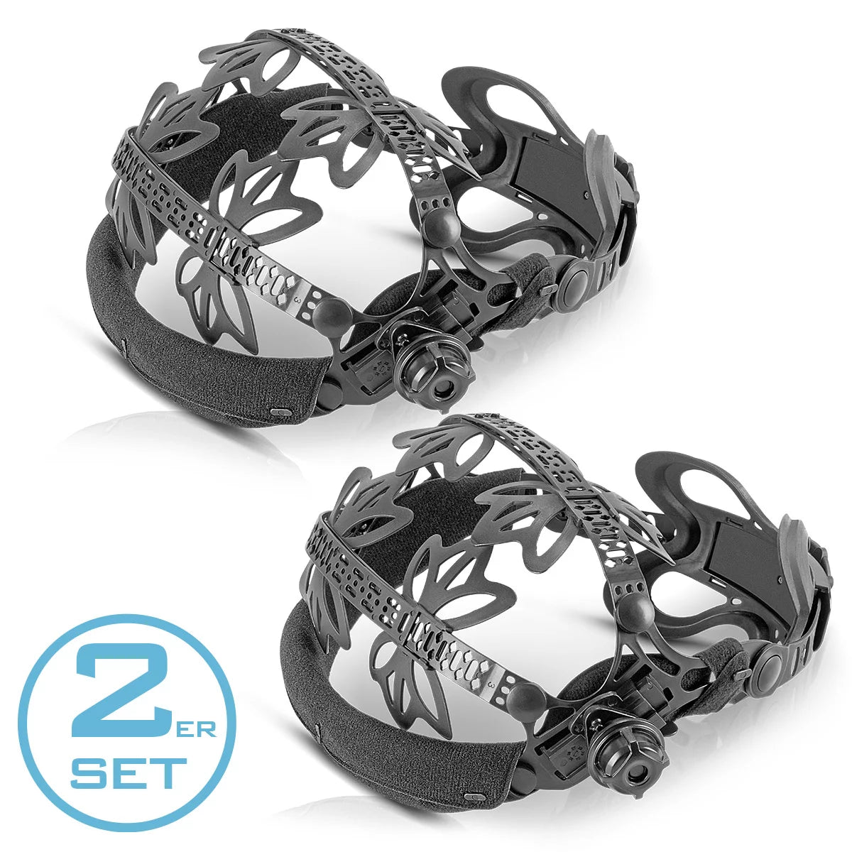 STAHLWERK universal headband for welding helmets in a set of 2 made of high-quality plastic with versatile adjustment options, ergonomic fit, integrated head pad and replaceable sweatband