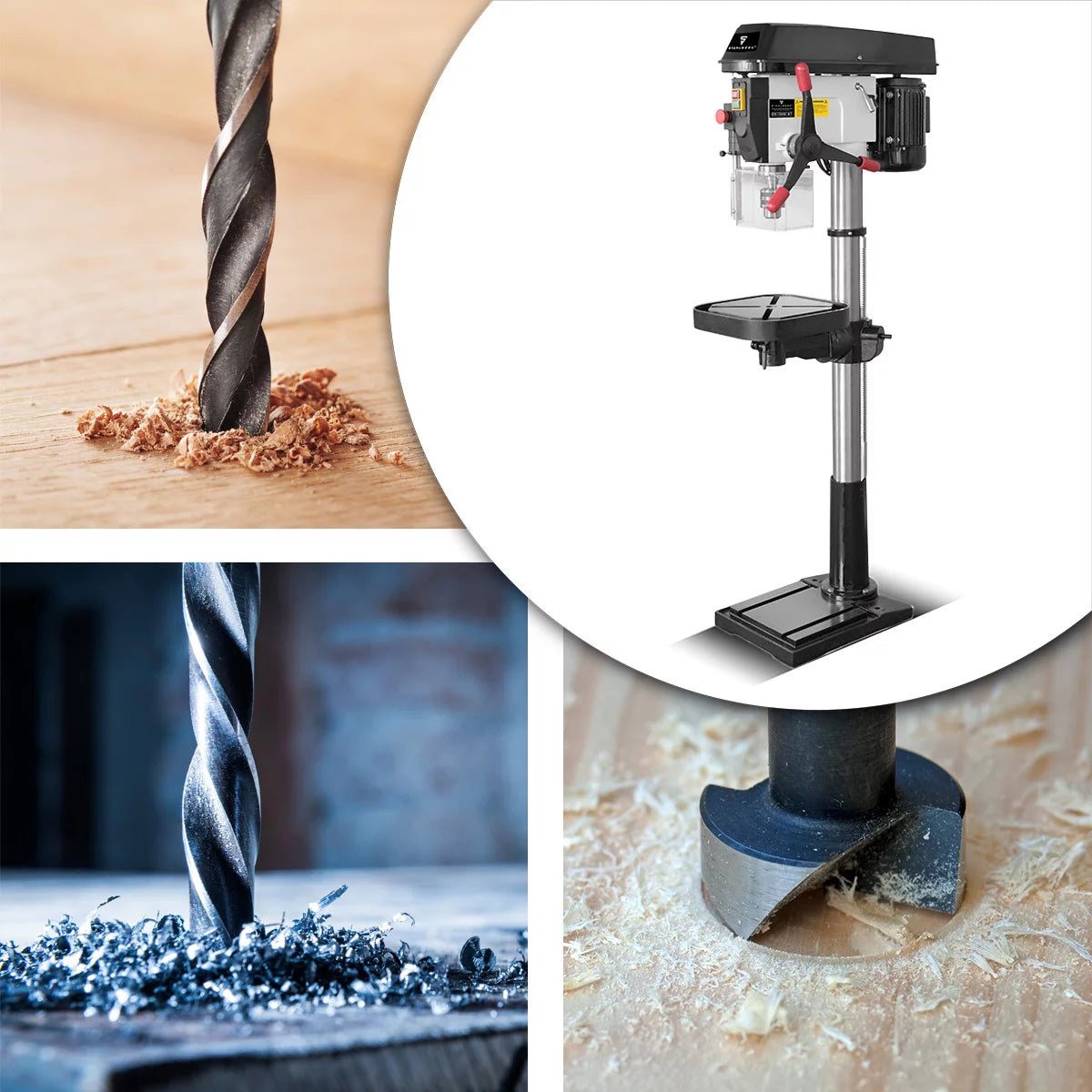 STAHLWERK BD-1500 ST column drilling machine | Powerful drill press 1500 watts for DIY enthusiasts and metal construction | Drilling diameter Ø 20 mm | 150 - 2,450 rpm | Robust drill table and metal base