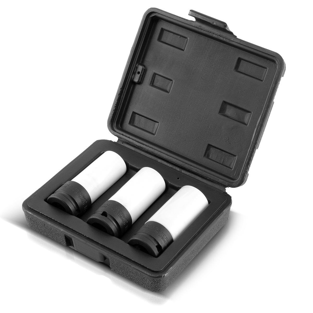 Jeu de clés à douille STAHLWERK 1/2 pouces 3 douilles à chocs de haute qualité 17, 19, 21 mm en acier chromé-molybdène galvanisé