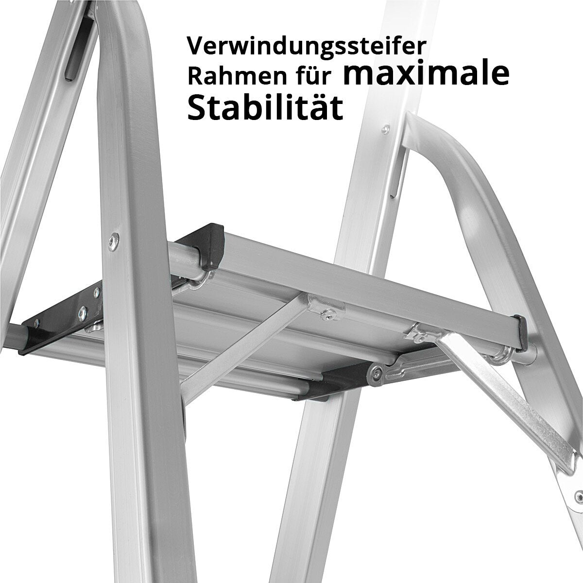 STAHLWERK step ladder HL-4 ST 150 kg, 4 steps, standing height 78 cm, aluminum ladder / folding ladder / step ladder / multi-purpose ladder with non-slip rungs including 7 year manufacturer's guarantee